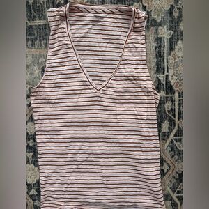 Madewell Brown and Cream Striped Tank Top